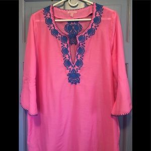 Lily Pulitzer Swim Coverup tunic pink blue large.